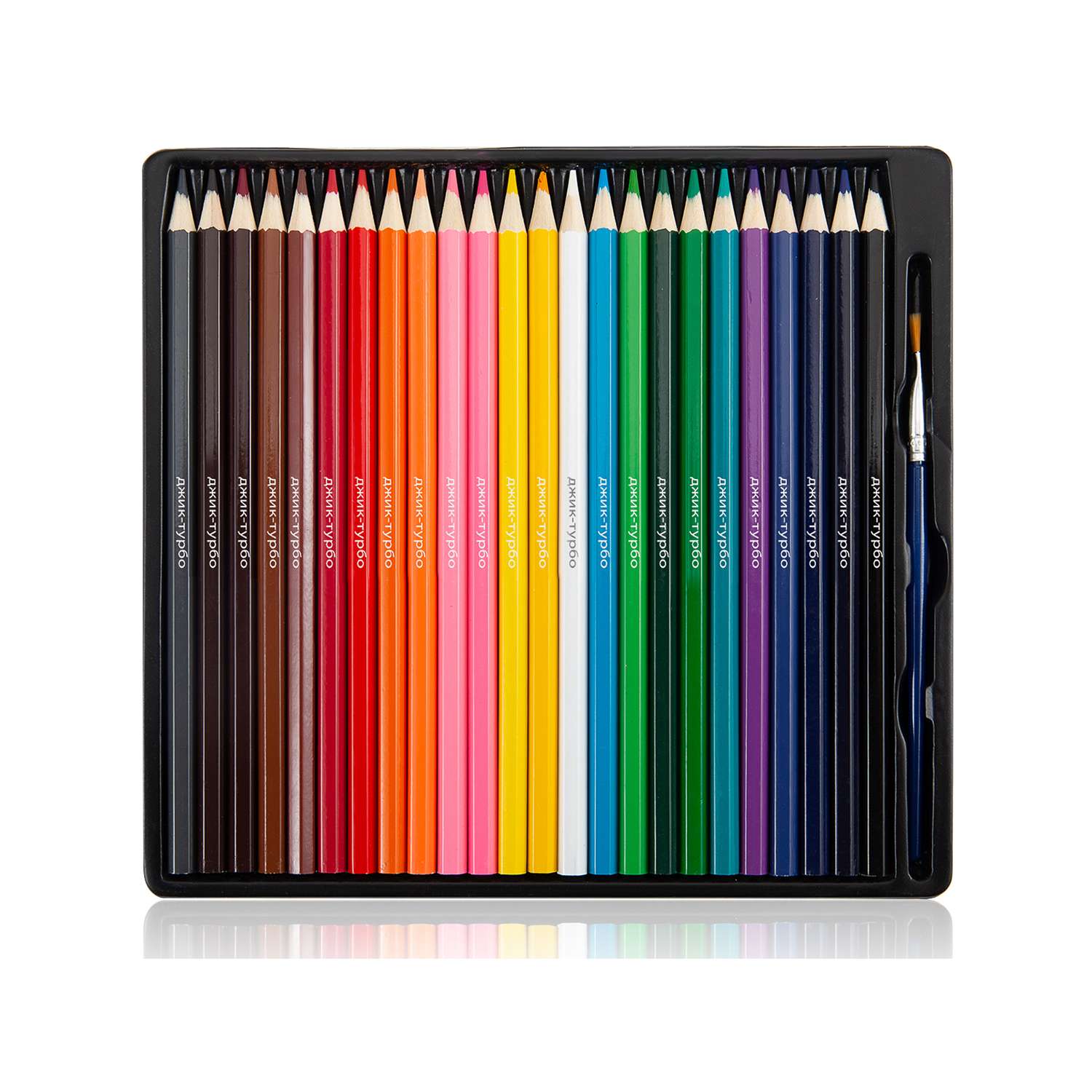 Акварельные цветные карандаши Джик-Турбо WP24 в наборе 24 шт. + кисточка - фото 2