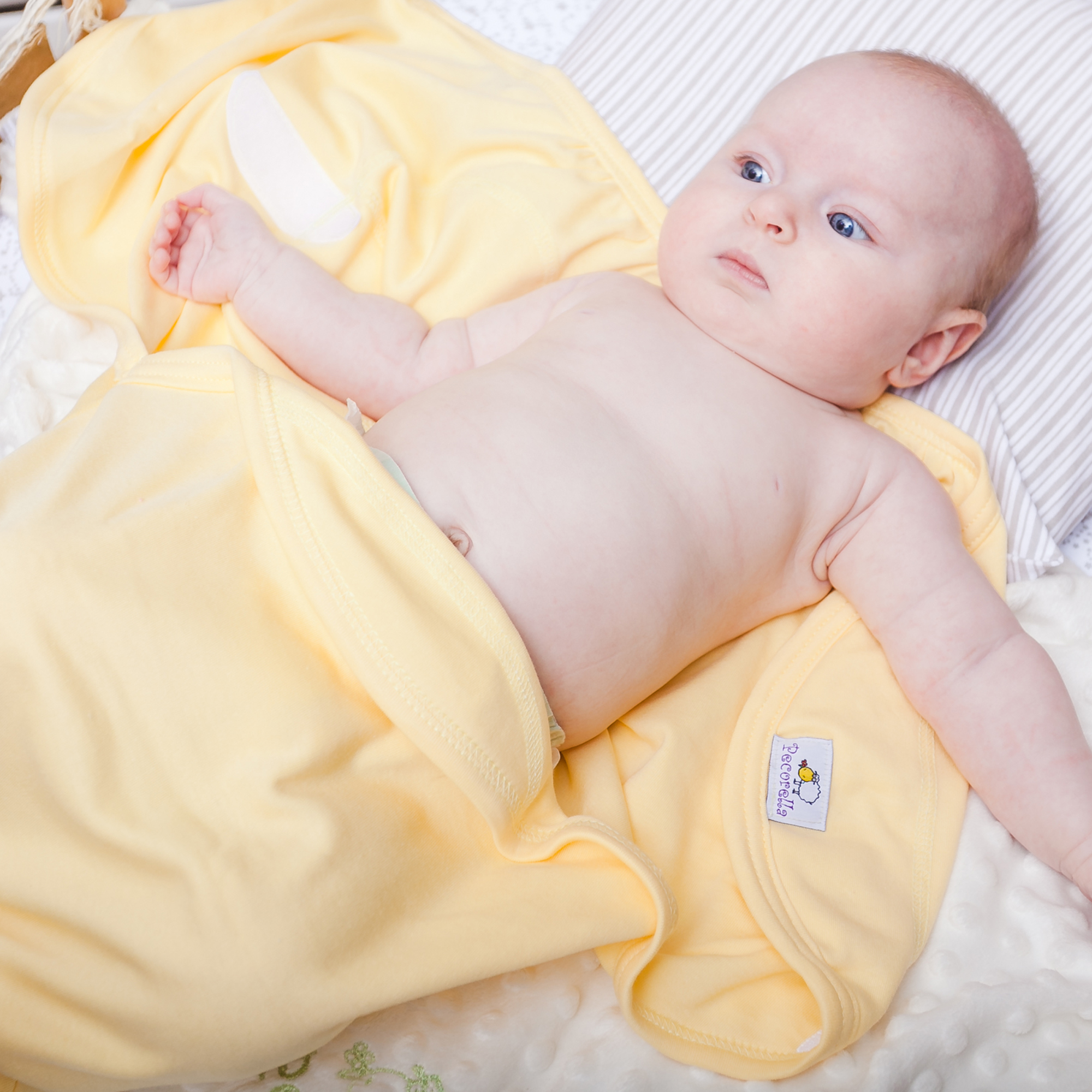 Пеленка Pecorella SwaddleFun на липучках XL 6.5-10кг Mid yellow - фото 8