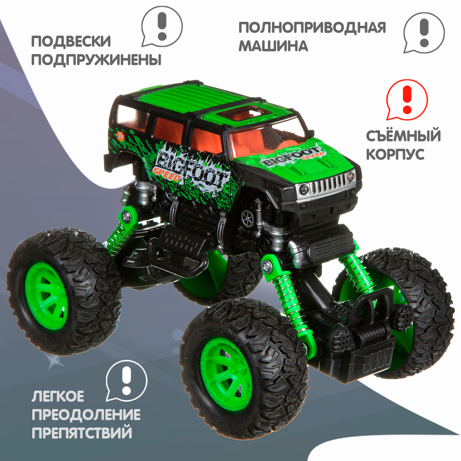 Внедорожник Bondibon Jeep инерционный зеленый ВВ4578 - фото 2