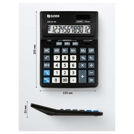 Калькулятор Eleven Business Line CDB1201-BK 12 разрядов двойное питание 155*205*35мм черный