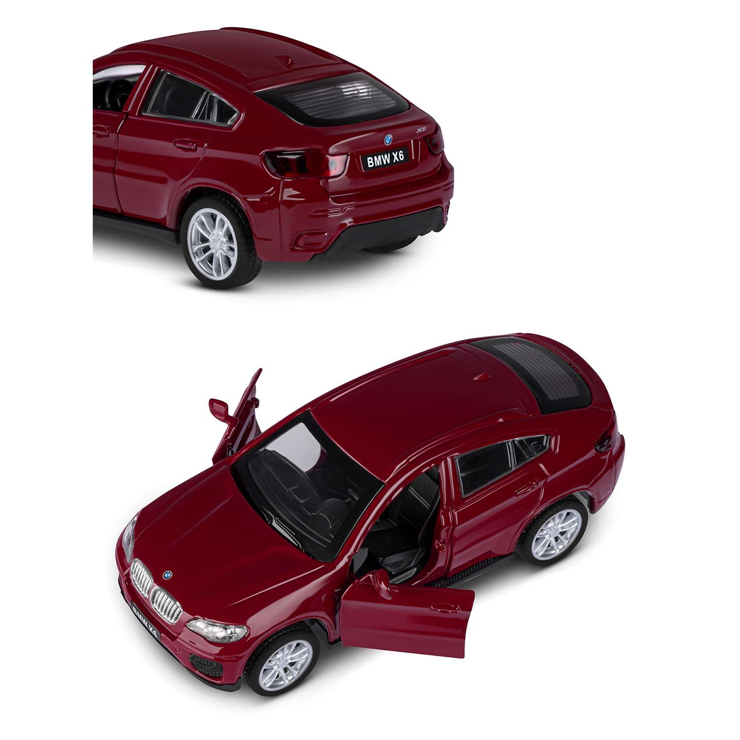 Машинка металлическая АВТОпанорама 1:43 BMW X6 красный инерционная JB1251252 - фото 7
