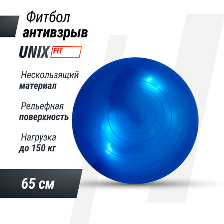 Фитбол UNIX Fit с насосом антивзрыв 65 см голубой