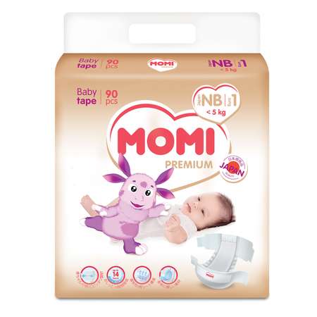 Подгузники Momi Premium NB 0-5кг 90шт