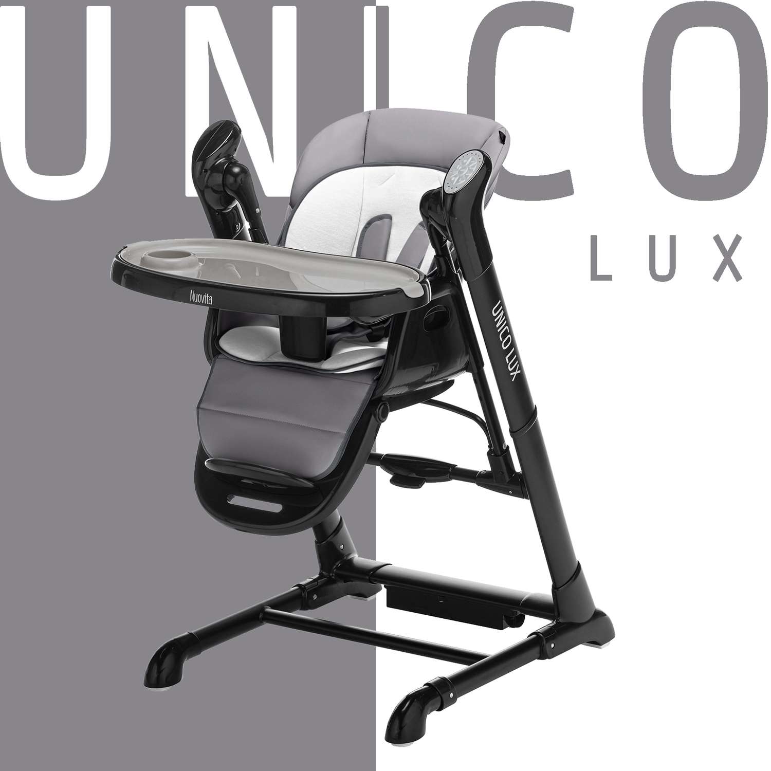 Стульчик для кормления 3 в 1 Nuovita Unico Lux Nero серый - фото 4