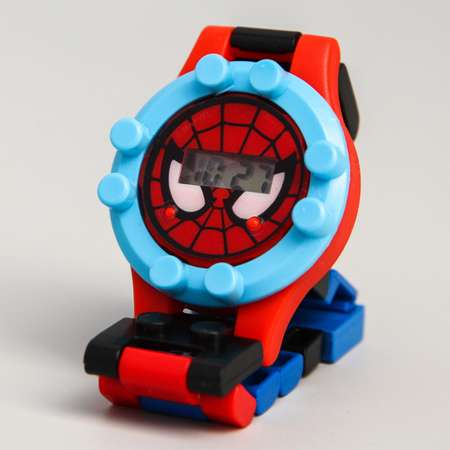 Часы MARVEL наручные лего Человек-паук с ремешком-конструктором