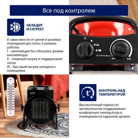 Тепловентилятор STINGRAY ST-FH1041A красный рубин