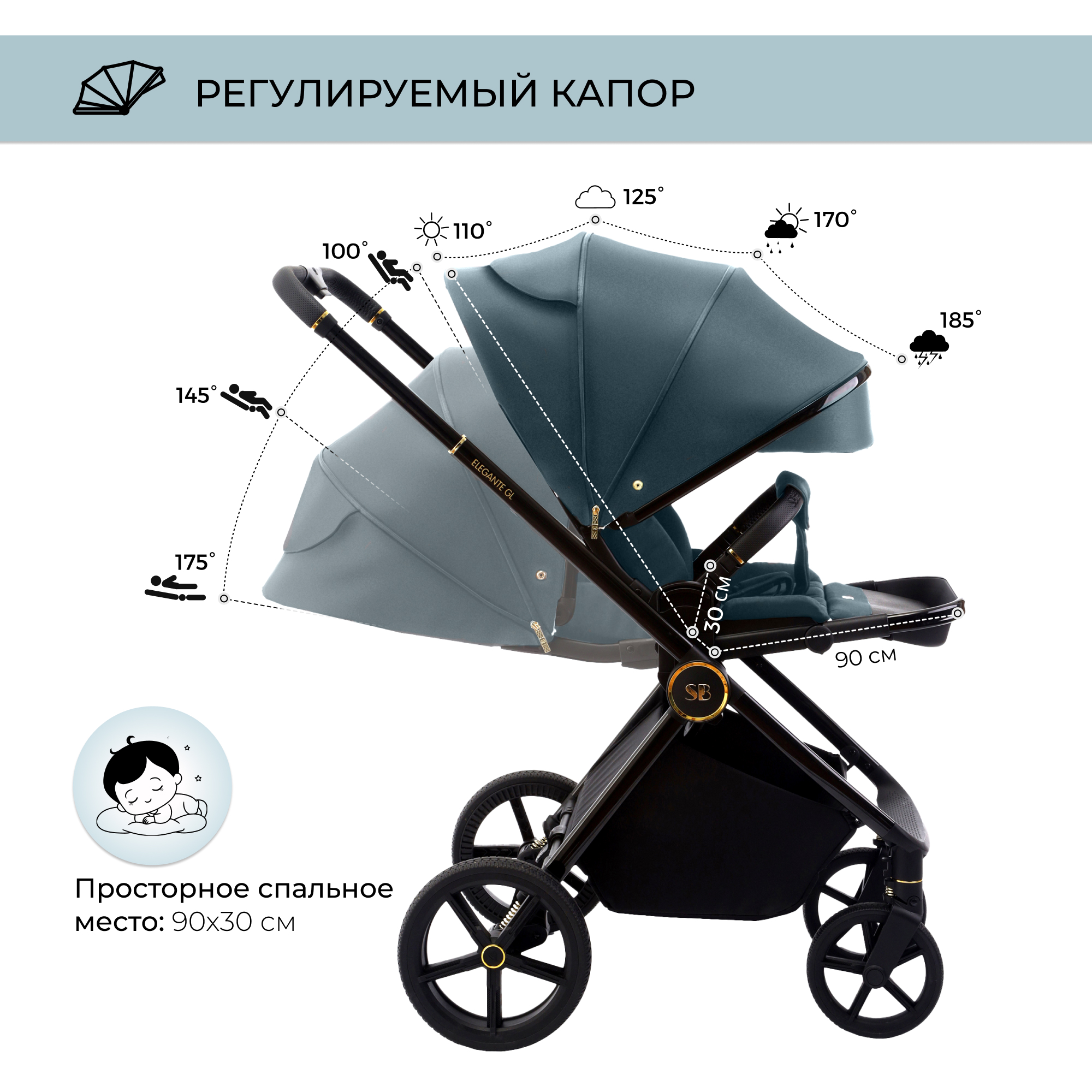 Коляска 2в1 Sweet Baby Elegante GL Blue - фото 8