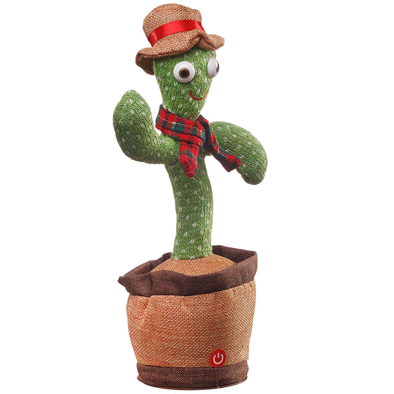 Музыкальная игрушка Junfa Танцующий кактус в шляпке и шарфике на батарейках - фото 4