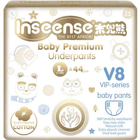 Трусики-подгузники INSEENSE Premium V8 L 9-14кг 44шт