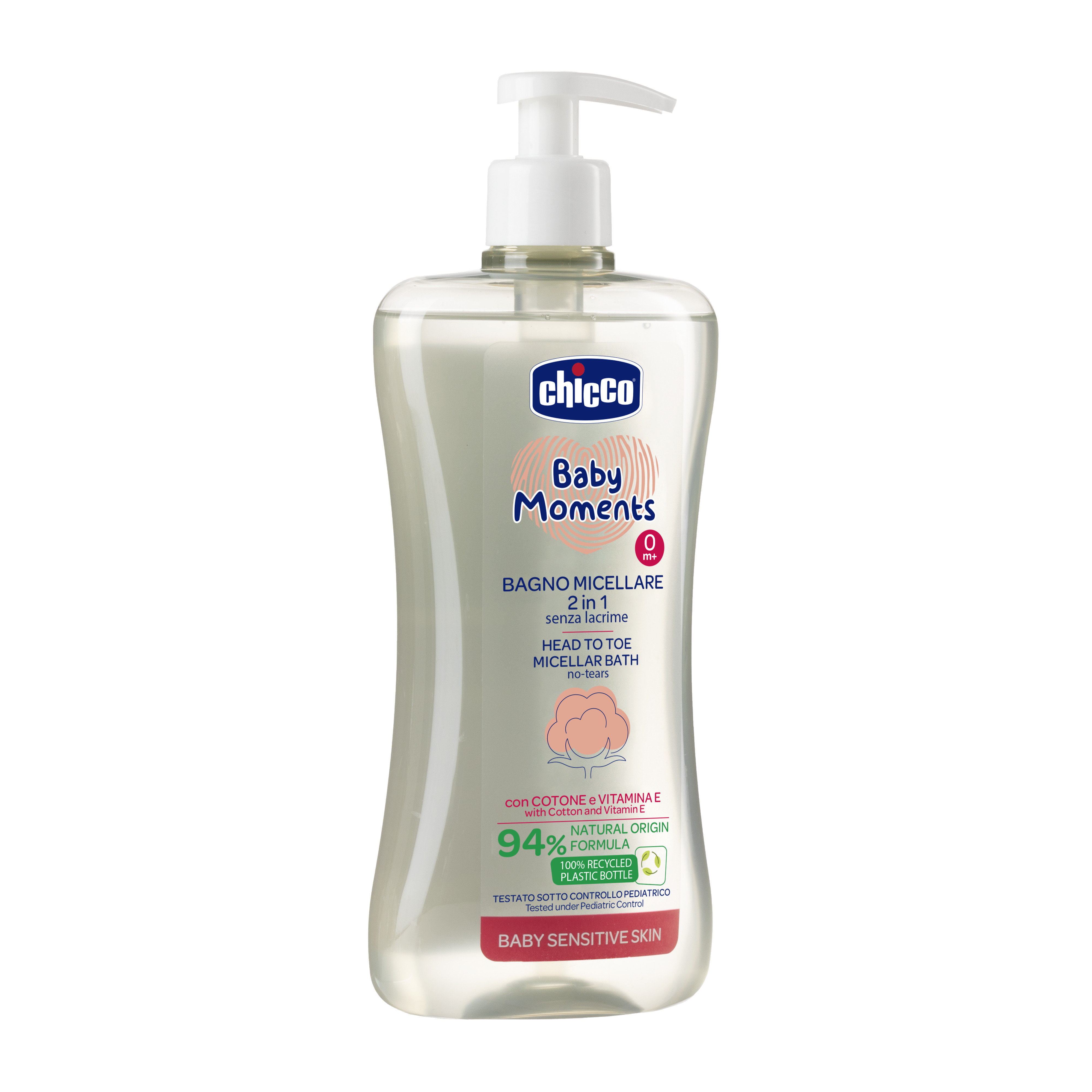 Пена для ванн Chicco Sensitive Skin мицеллярная 2 в 1 500 мл средство для мытья волос и тела с маслом хлопка - фото 3