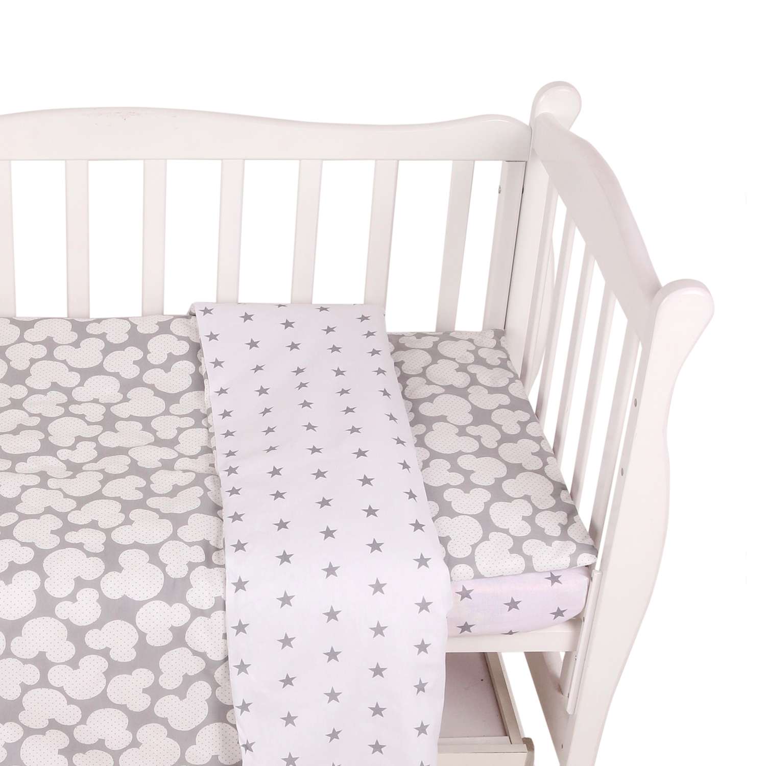 Комплект постельного белья Amarobaby Baby Boom Мышонок 3предмета Серый - фото 6
