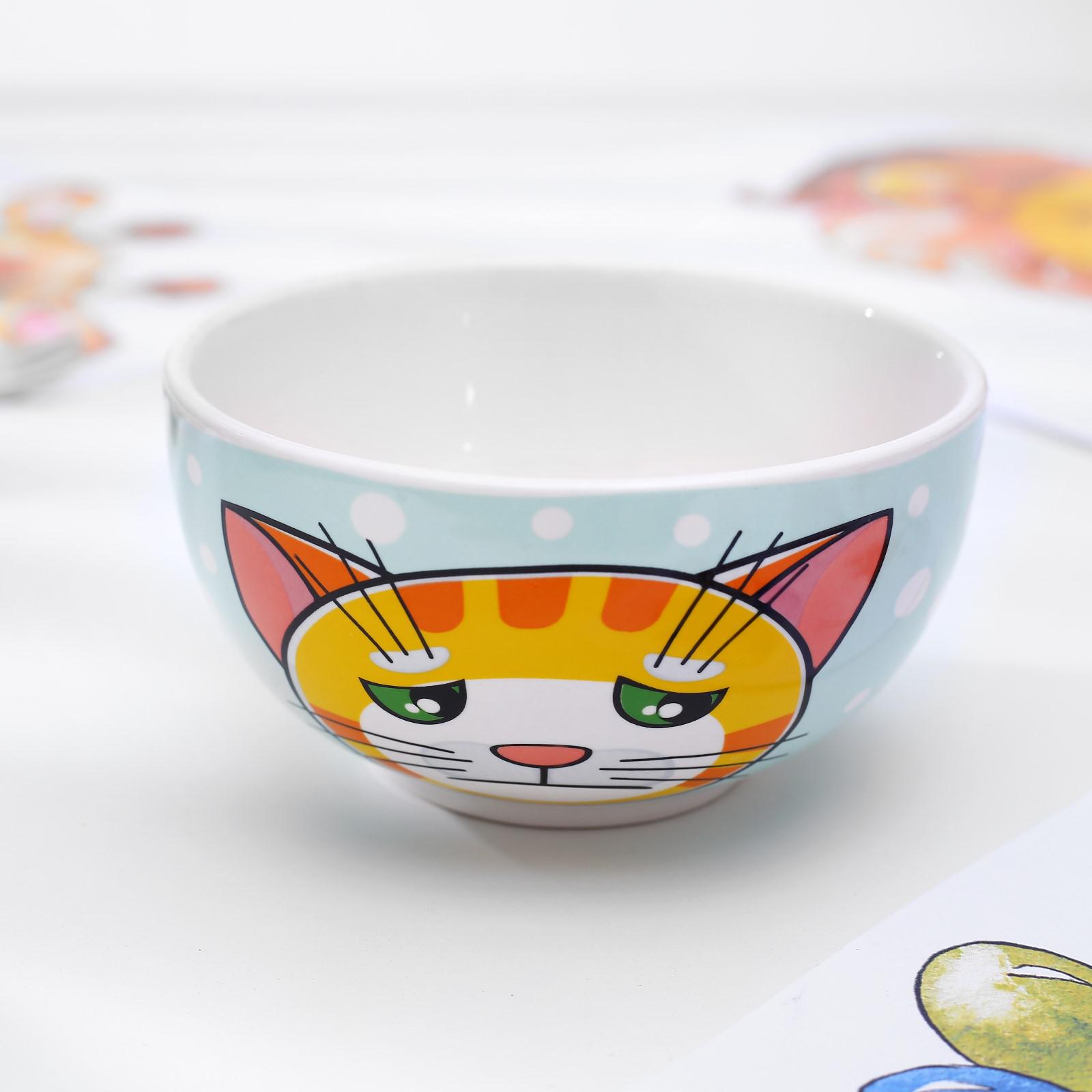 Набор посуды детский Sima-Land Рыжий кот кружка миска - фото 8