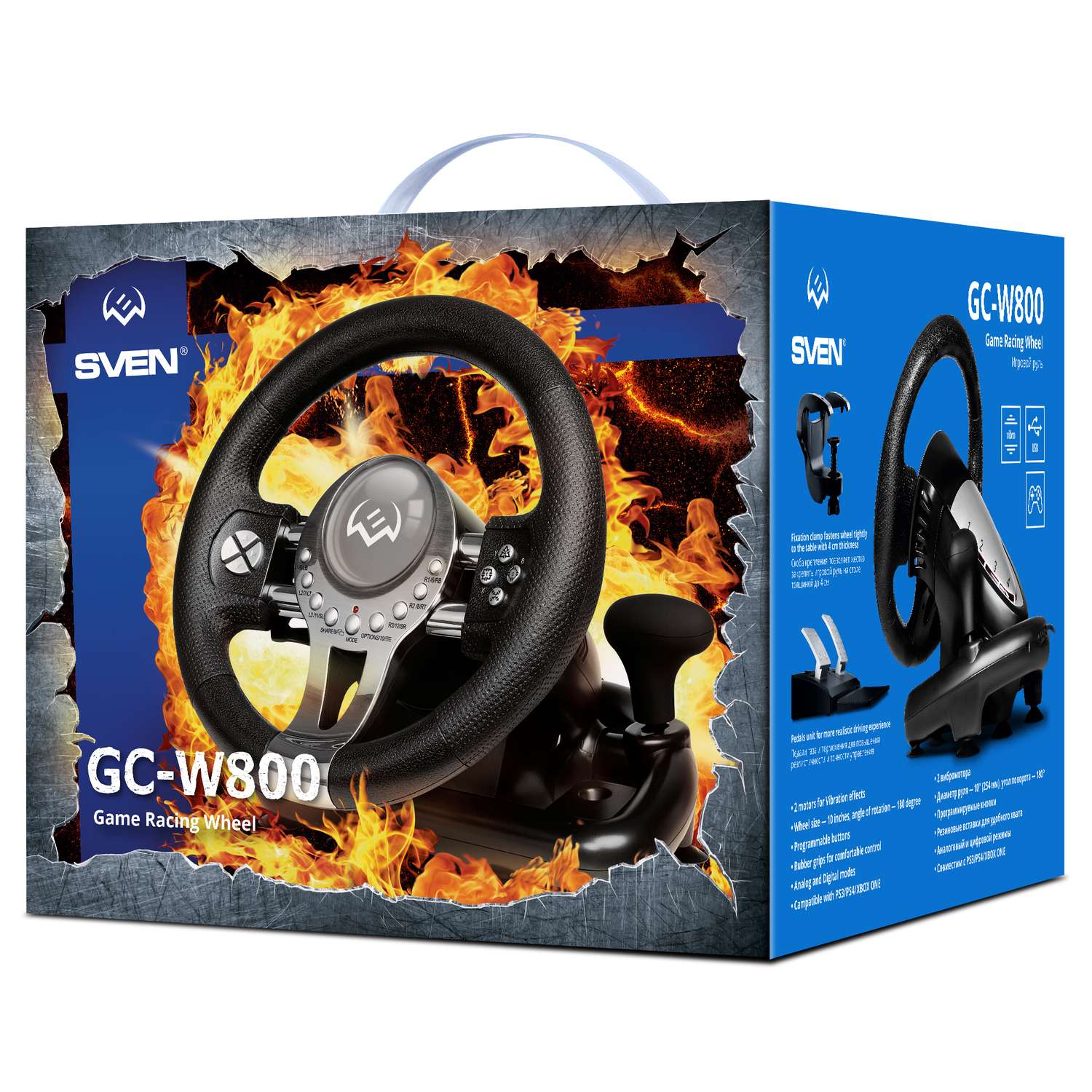 Игровой руль SVEN GC-W800 с педалями и рычагом переключения передач - фото 3