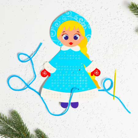 Набор для творчества Школа Талантов вышивка пряжей Снегурочка на картоне Школа Талантов