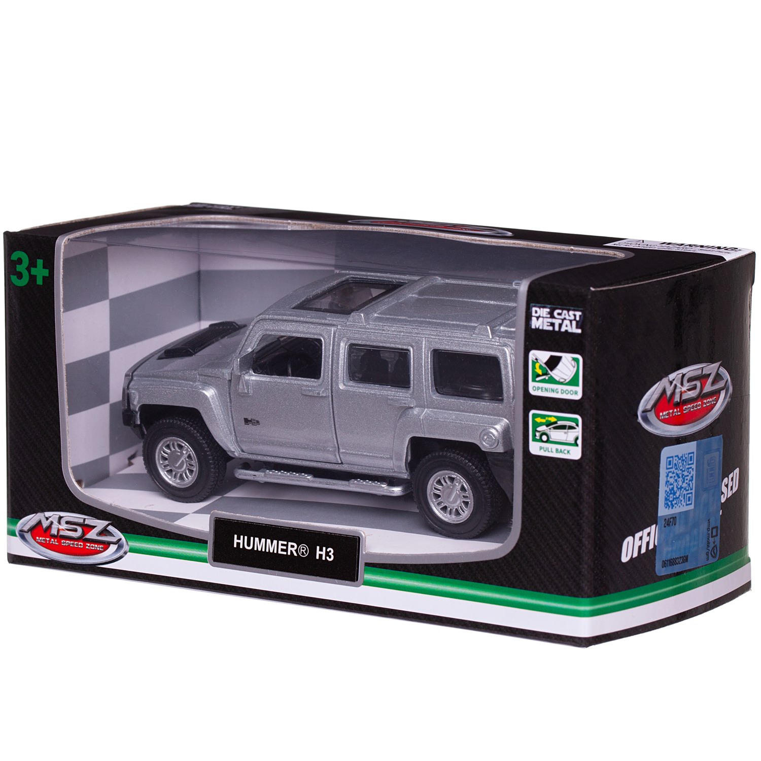 Автомобиль Abtoys Hummer MSZ 1:43 инерционный серебряный WE-15944S - фото 3