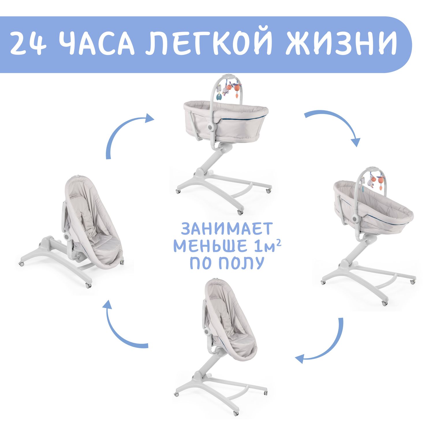 Кроватка-стульчик Chicco Baby Hug 4в1 Glacial - фото 39