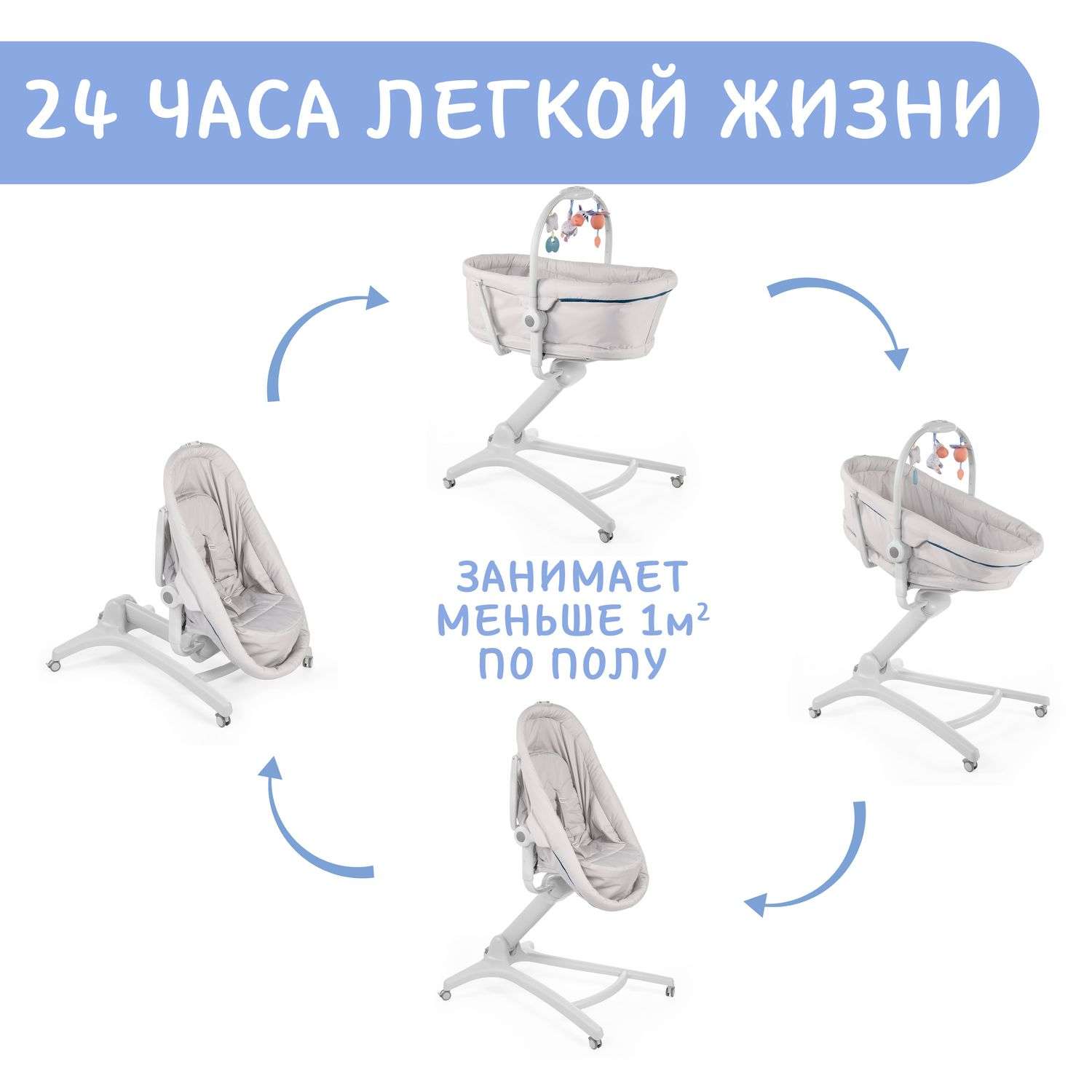 Кроватка-стульчик Chicco Baby Hug 4в1 Glacial - фото 39