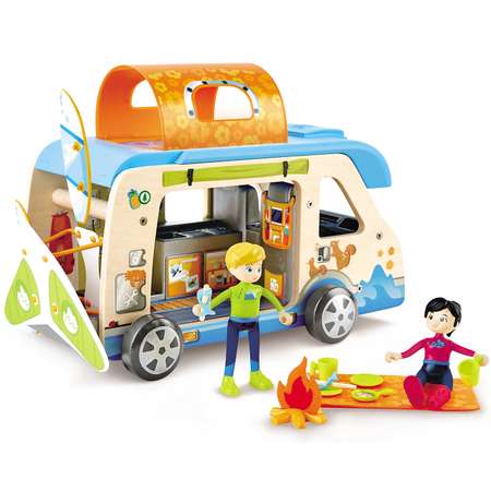 Кукольный домик Hape Фургон для приключений с аксессуарами 20 предметов 2 куклами