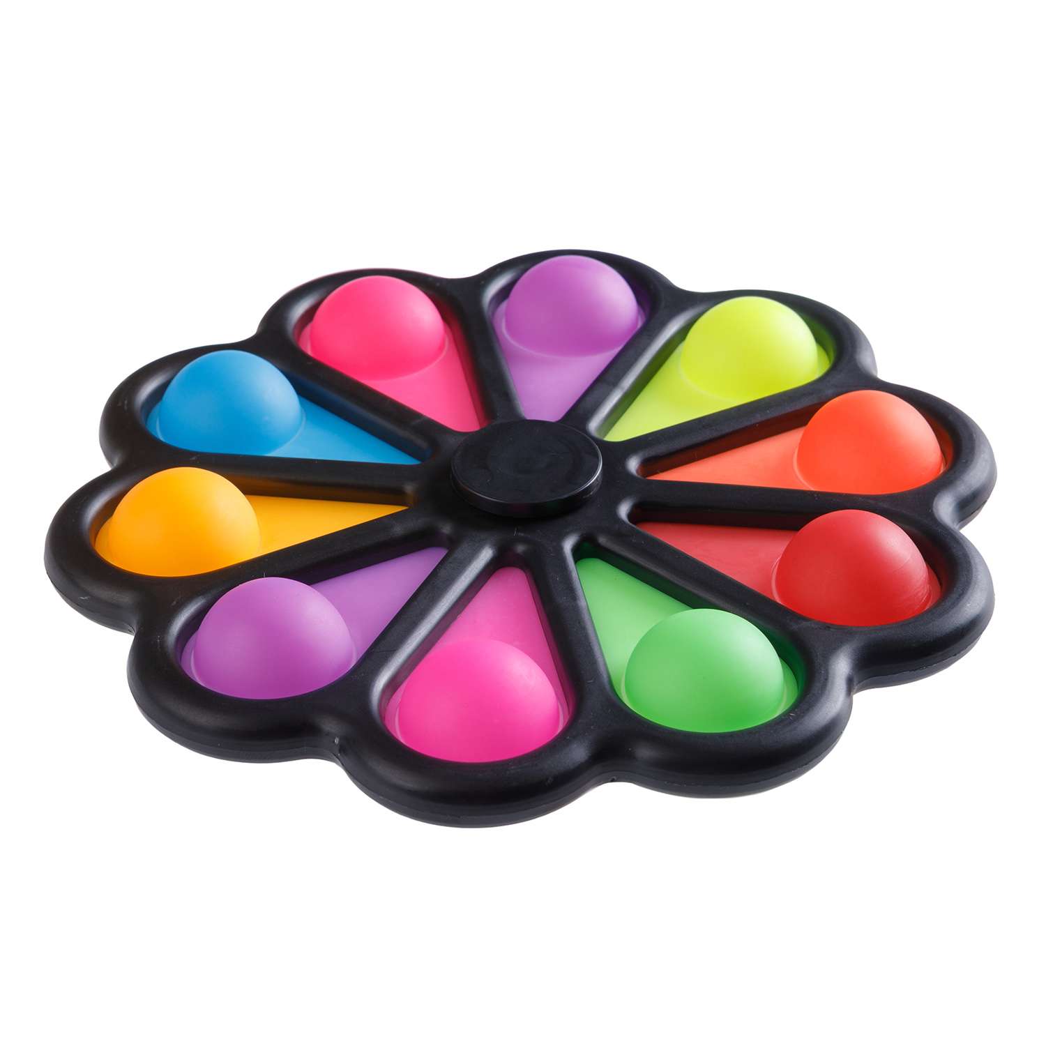 Игрушка-антистресс BABY STYLE сенсорная залипательные пузырьки Цветок спиннер мультиколор черный - фото 1