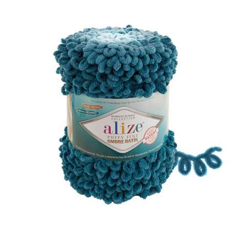 Пряжа для вязания Alize puffy fine ombre batik 500 гр 73 м микрополиэстер мягкая 7263 секционный 1 моток