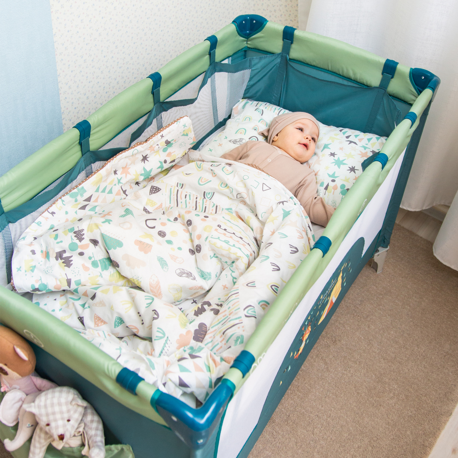 Манеж-кровать Amarobaby Multiform Hello Bear Серый AMARO-26MHB-Se - фото 21