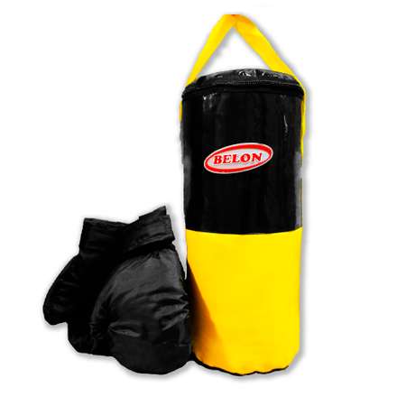 Детский набор для бокса Belon familia груша малая с перчатками цвет чёрный желтый