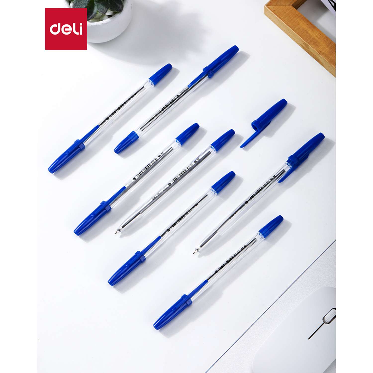 Набор ручек шариковых Deli Classic EQ6-MT-BL синие 7шт - фото 2