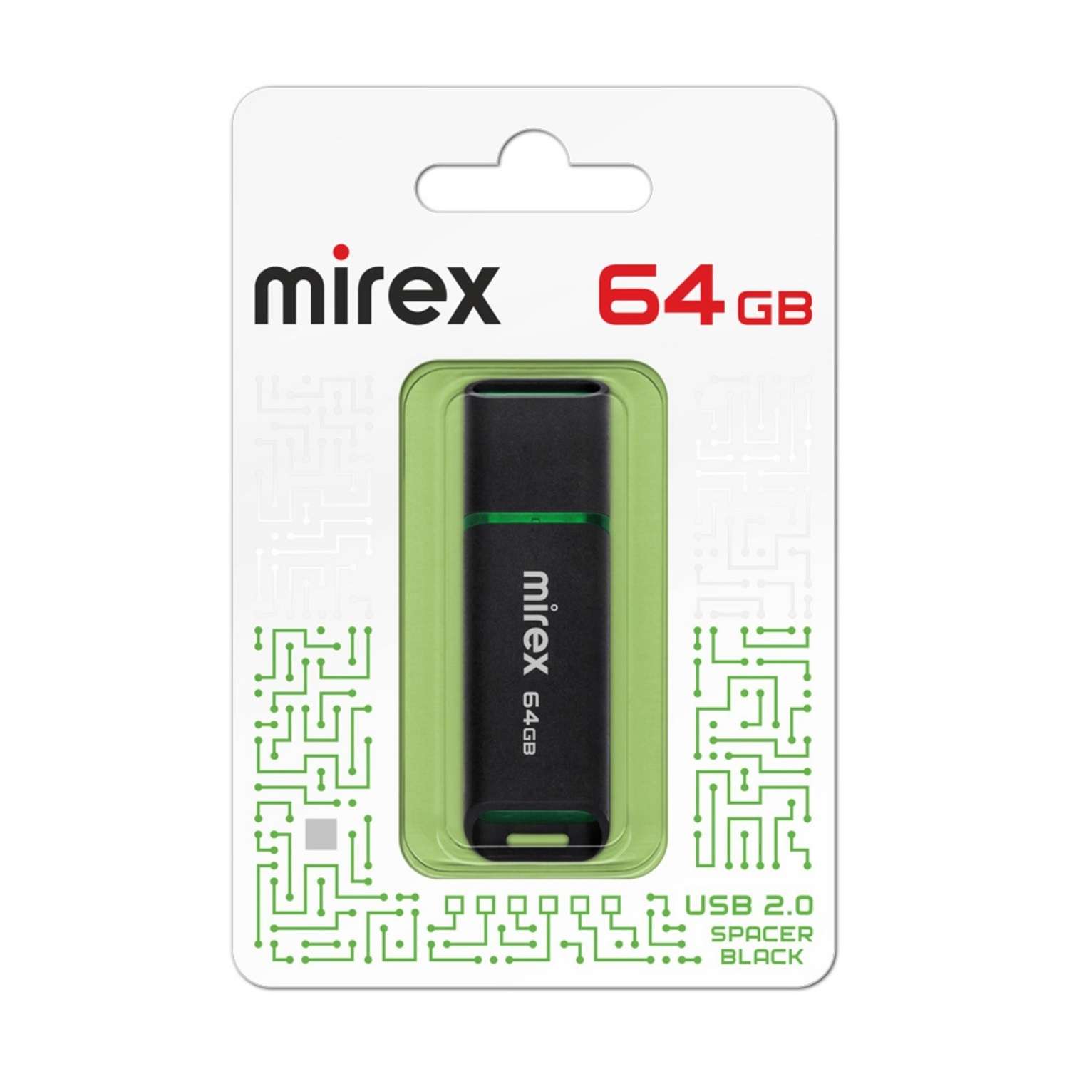 Флешка Mirex Spacer 64 Гб USB2.0 чт до 25 Мб/с зап до 15 Мб/с Чёрная 10204221 - фото 1