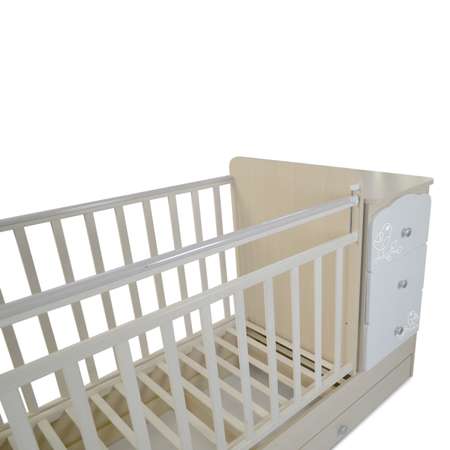 Детская кроватка СКВ прямоугольная, поперечный маятник (береза, белый)