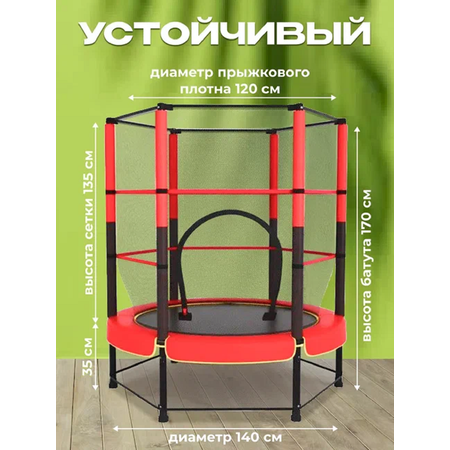 Батут каркасный Perfetto Sport с защитной cеткой 5ft диаметр 1,4 м зелёный