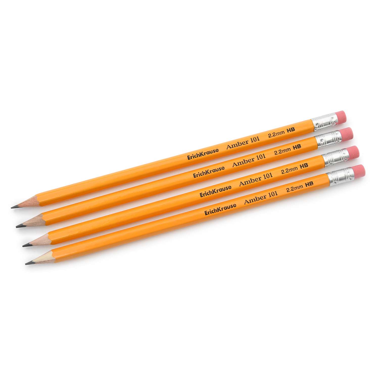 Набор ErichKrause AMBER 4 карандаша с ластикам - фото 1