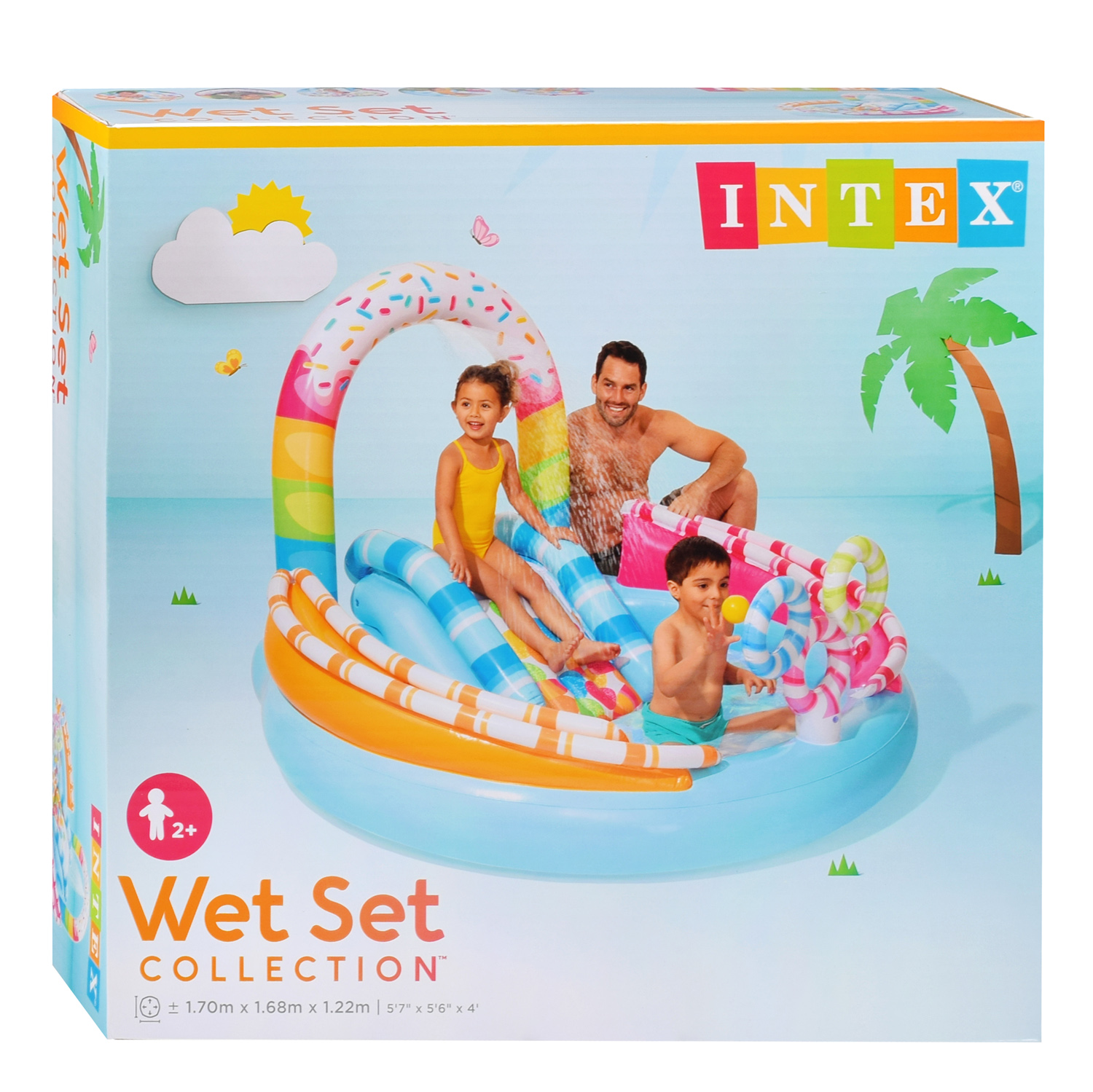 Бассейн надувной детский INTEX с горкой и фонтаном Королевство Сладостей 170х168х122 см - фото 2