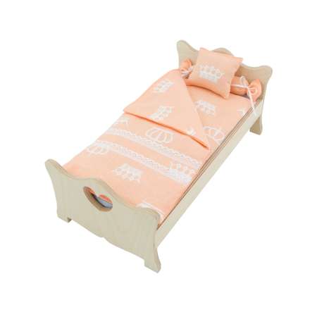 Комплект постельного белья МОДНИЦА для куклы 29 см персиковый