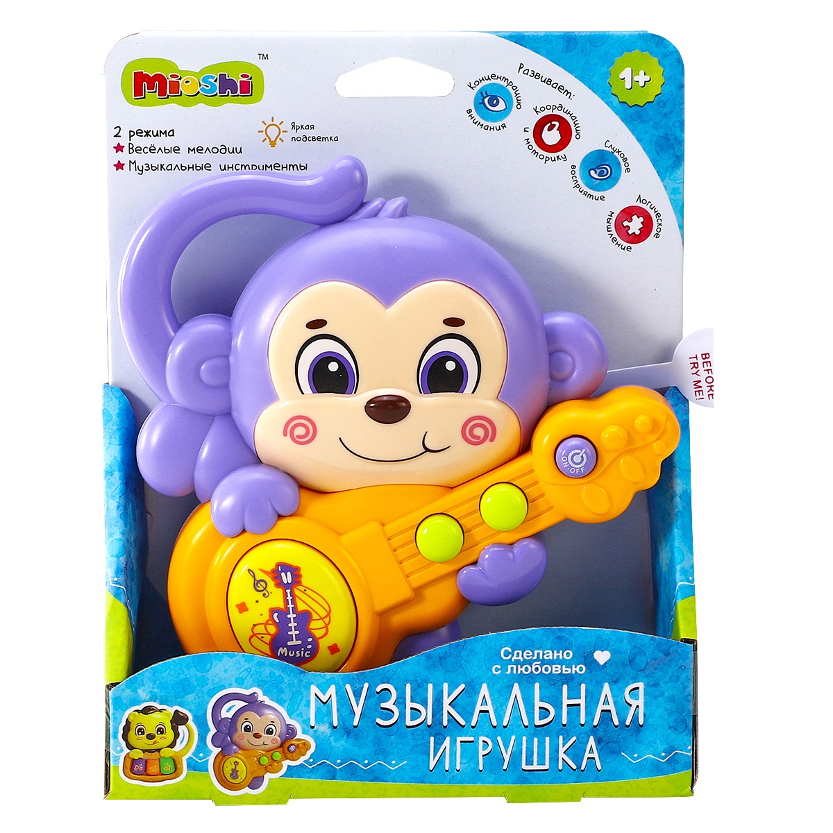 Музыкальная игрушка Mioshi Мартышка с гитарой (14х18 см) - фото 1