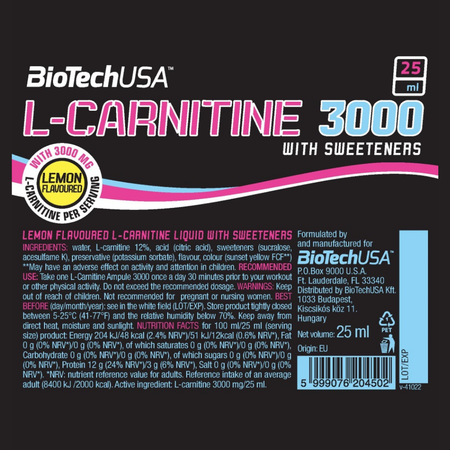 L-Карнитин BiotechUSA L-Carnitine 3000 20x25 мл. Лимон