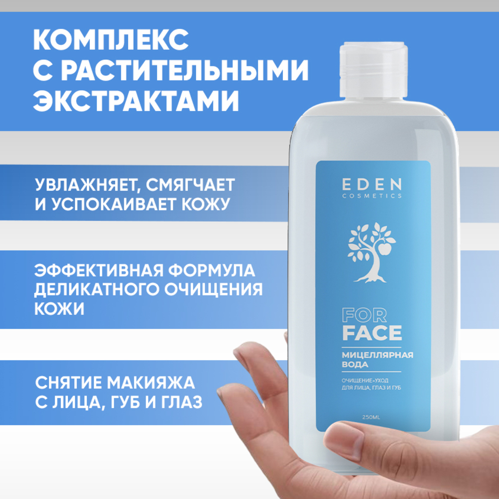 Мицелярная вода EDEN для снятия макияжа для всех типов кожи 250 мл - фото 2