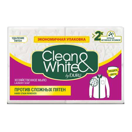 Мыло хозяйственное DURU Clean White против сложных пятен 4 шт по 125 г