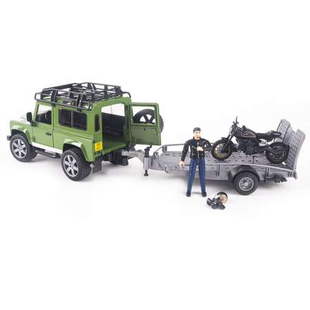 Игровой набор Bruder Land Rover Внедорожник с мотоциклом