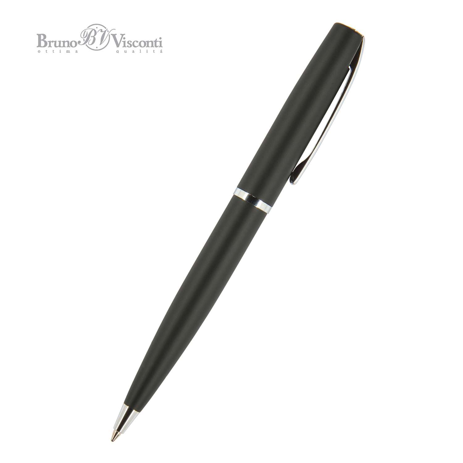 Ручка шариковая Bruno Visconti автоматическая 1 мм синяя в чёрном круглом тубусе sienna - фото 1