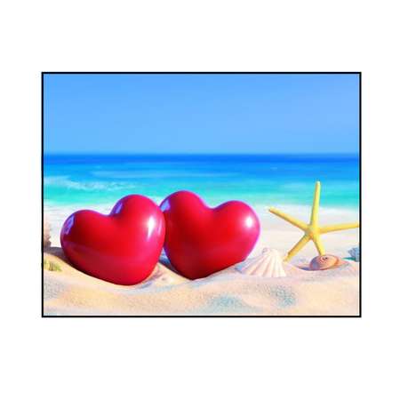 Алмазная мозаика Seichi Два сердечка на пляже 30х40 см