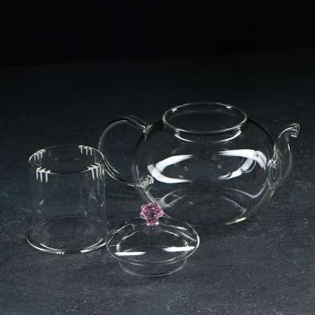 Чайник Sima-Land заварочный со стеклянным ситом «Валенсия с розой» 600 мл