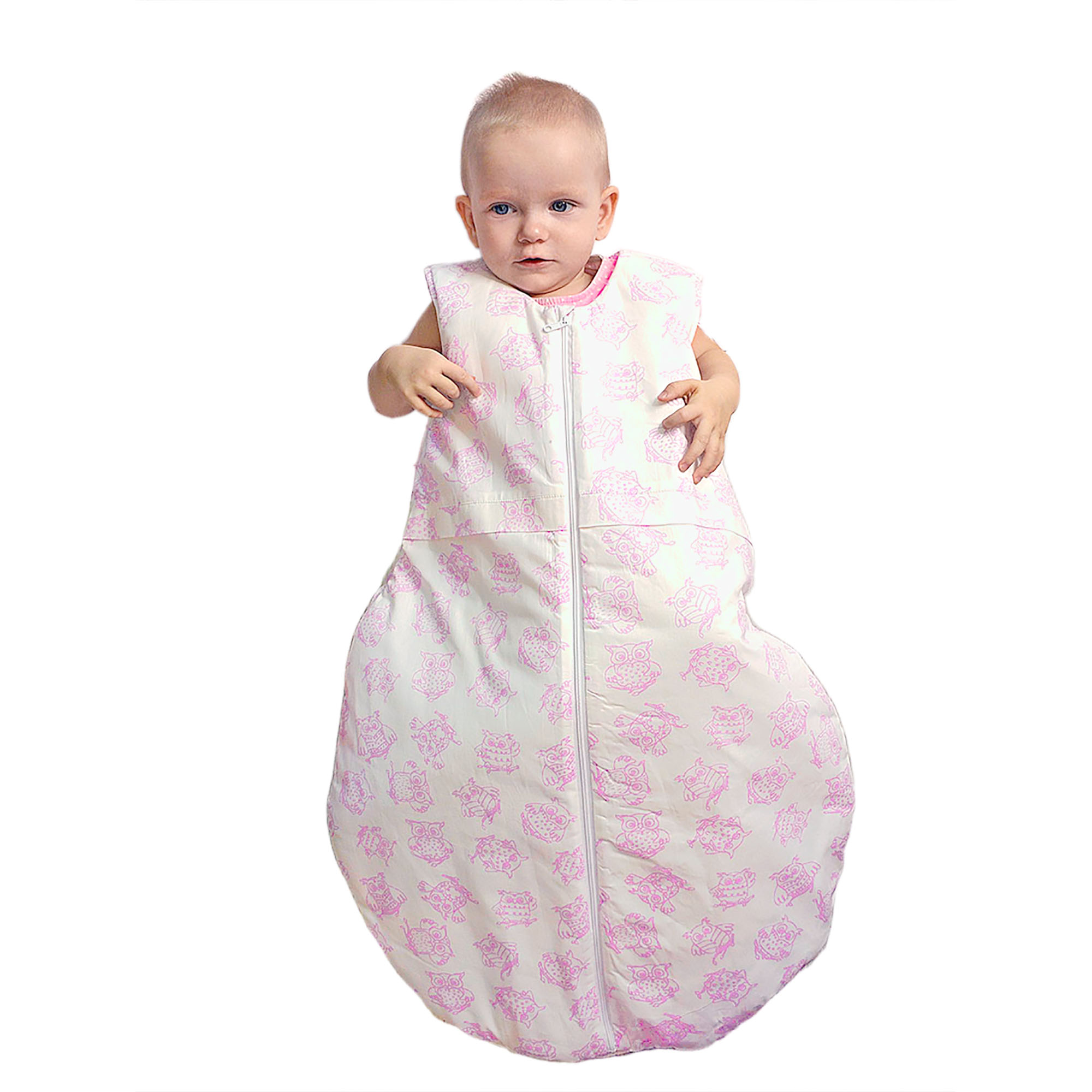 Одеяло-спальный мешок розовый Засыпашки Утепленный Совы 80 см хлопок 100% - фото 6