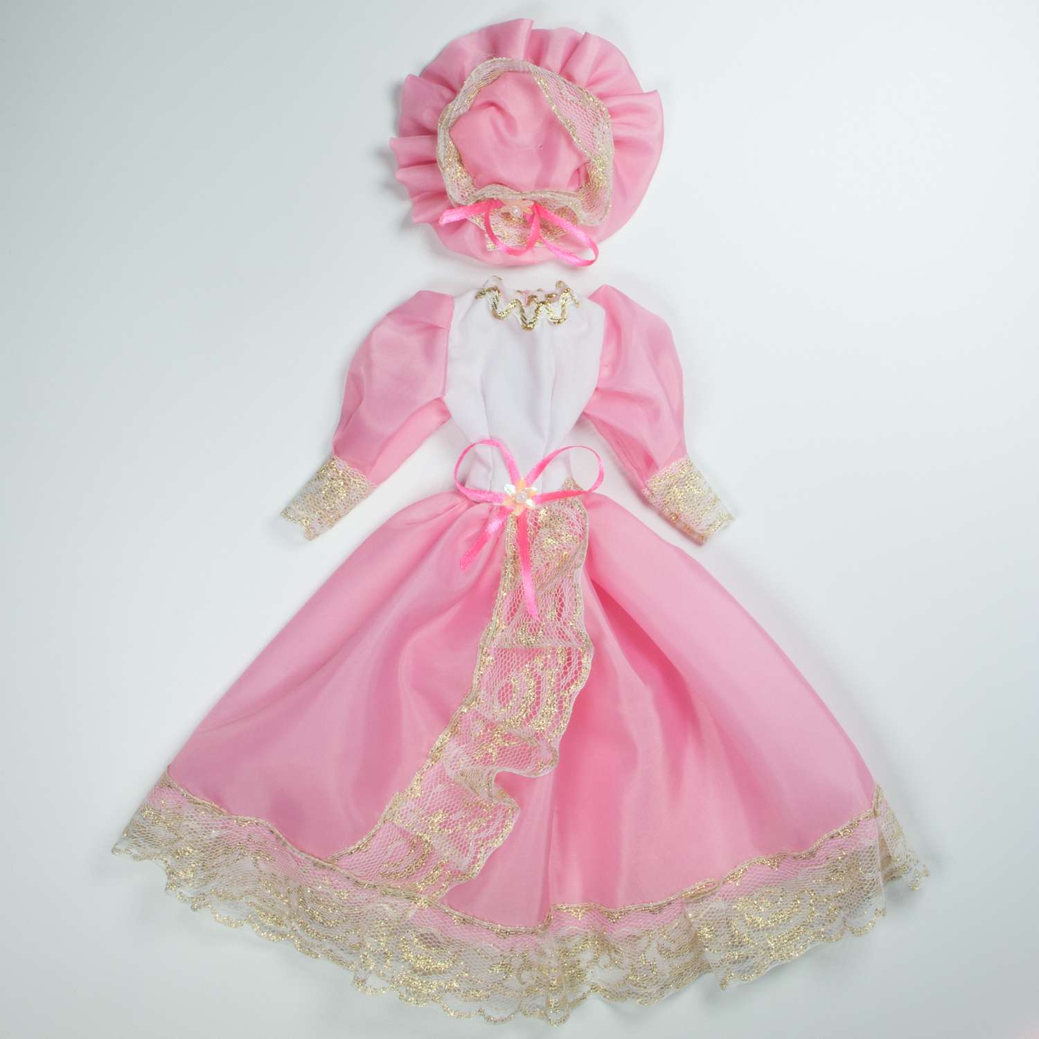 Одежда для кукол Модница Бальное платье из шелка со шляпкой для куклы 29 см в ассортименте 1503 - фото 2