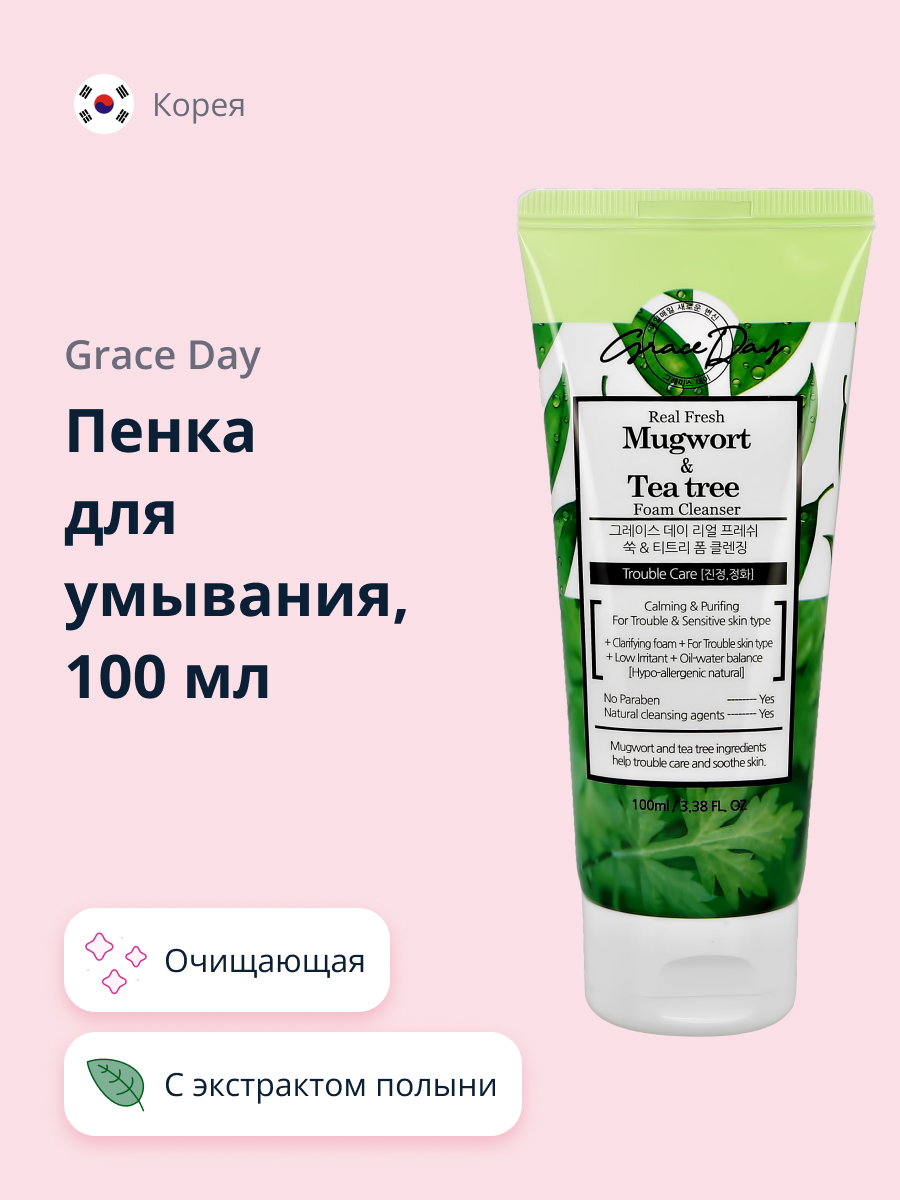 Пенка для умывания Grace day с экстрактом полыни и чайного дерева 100 мл - фото 1