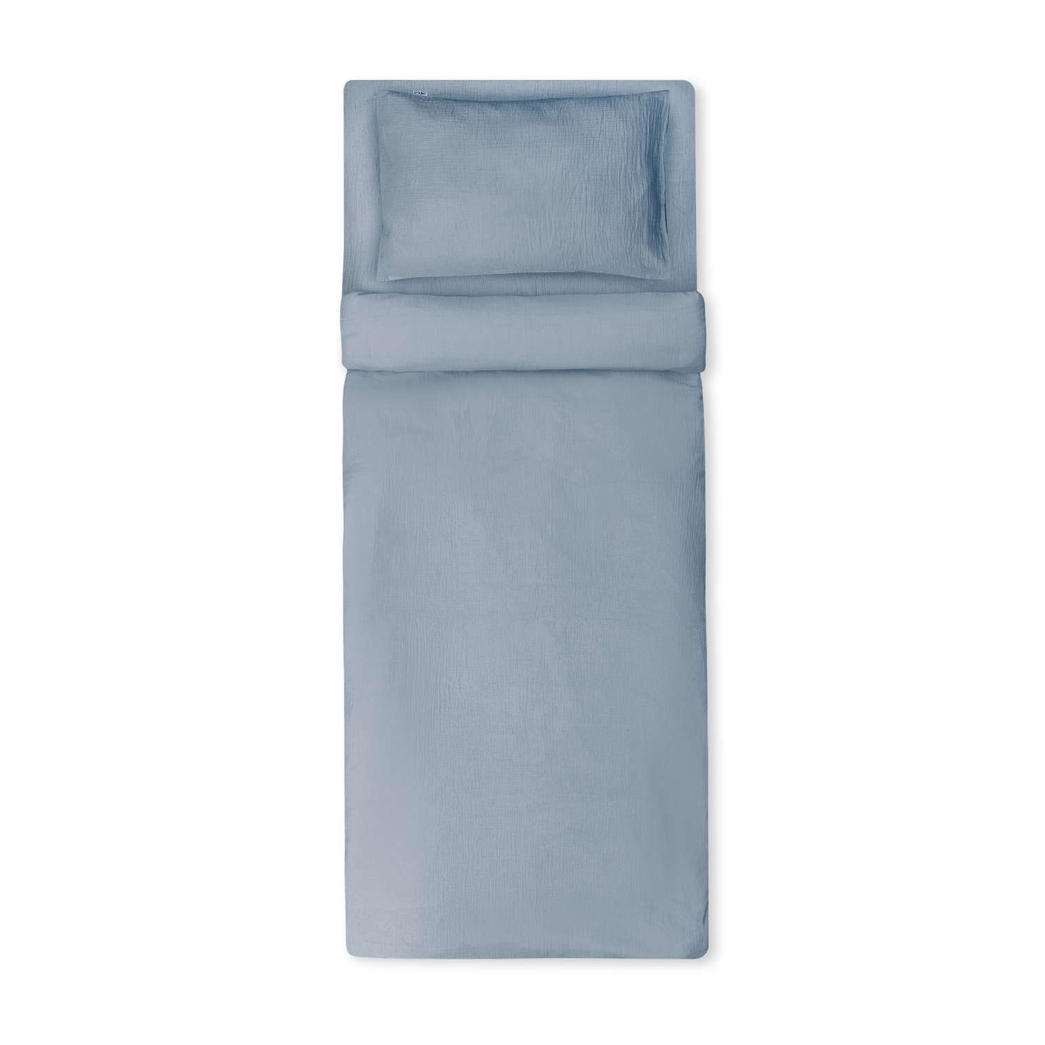 Комплект постельного белья LUKNO Муслиновое полутороспальное голубой 3 предмета - фото 2