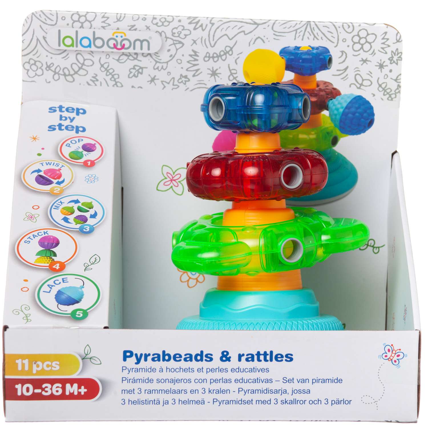 Развивающая игрушка LALABOOM для малыша пирамида с аксессуарами 11 предметов - фото 2