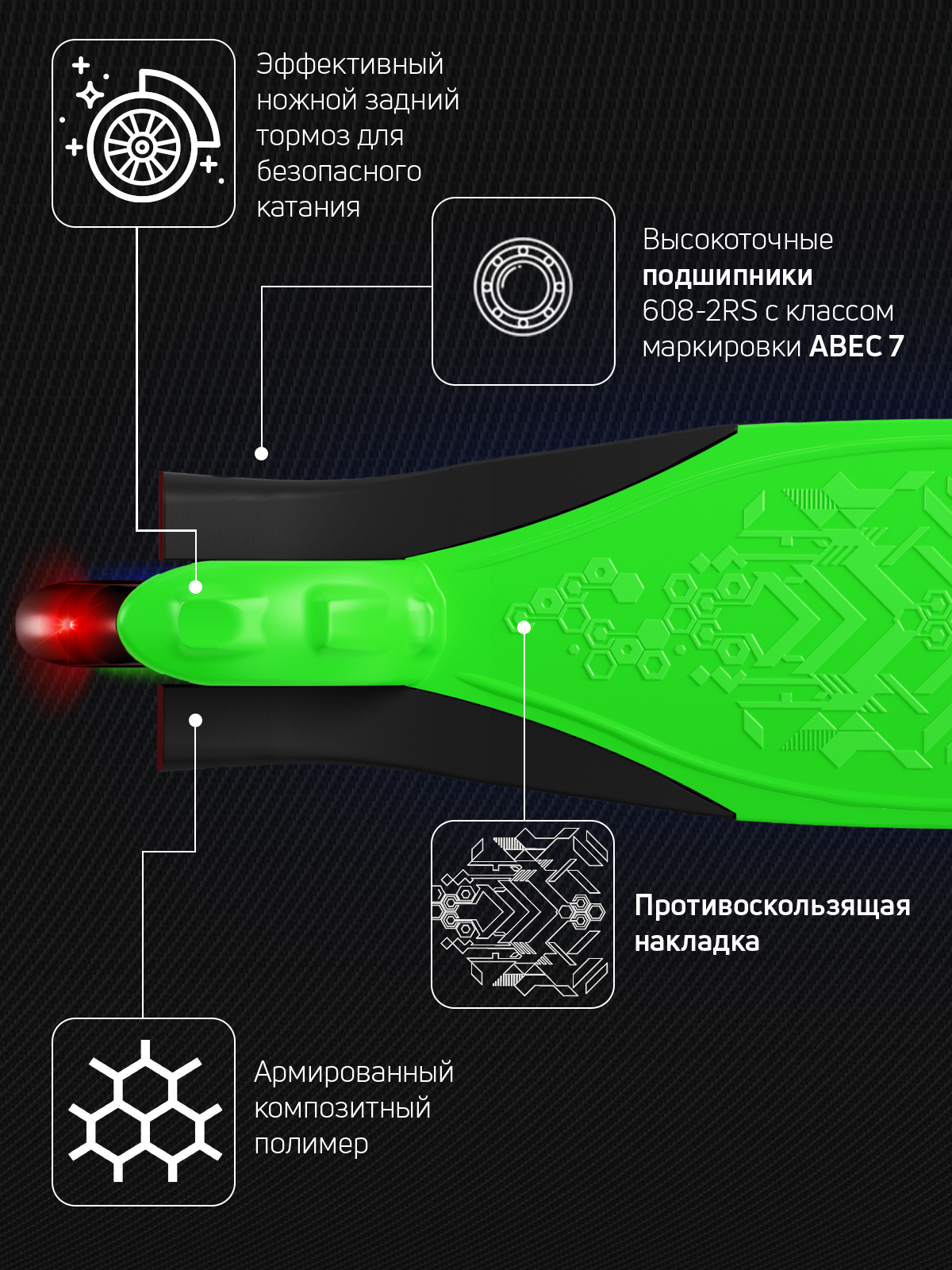 Самокат трехколесный Alfa Mini Buggy Boom светящиеся колёса светло-зеленый - фото 9