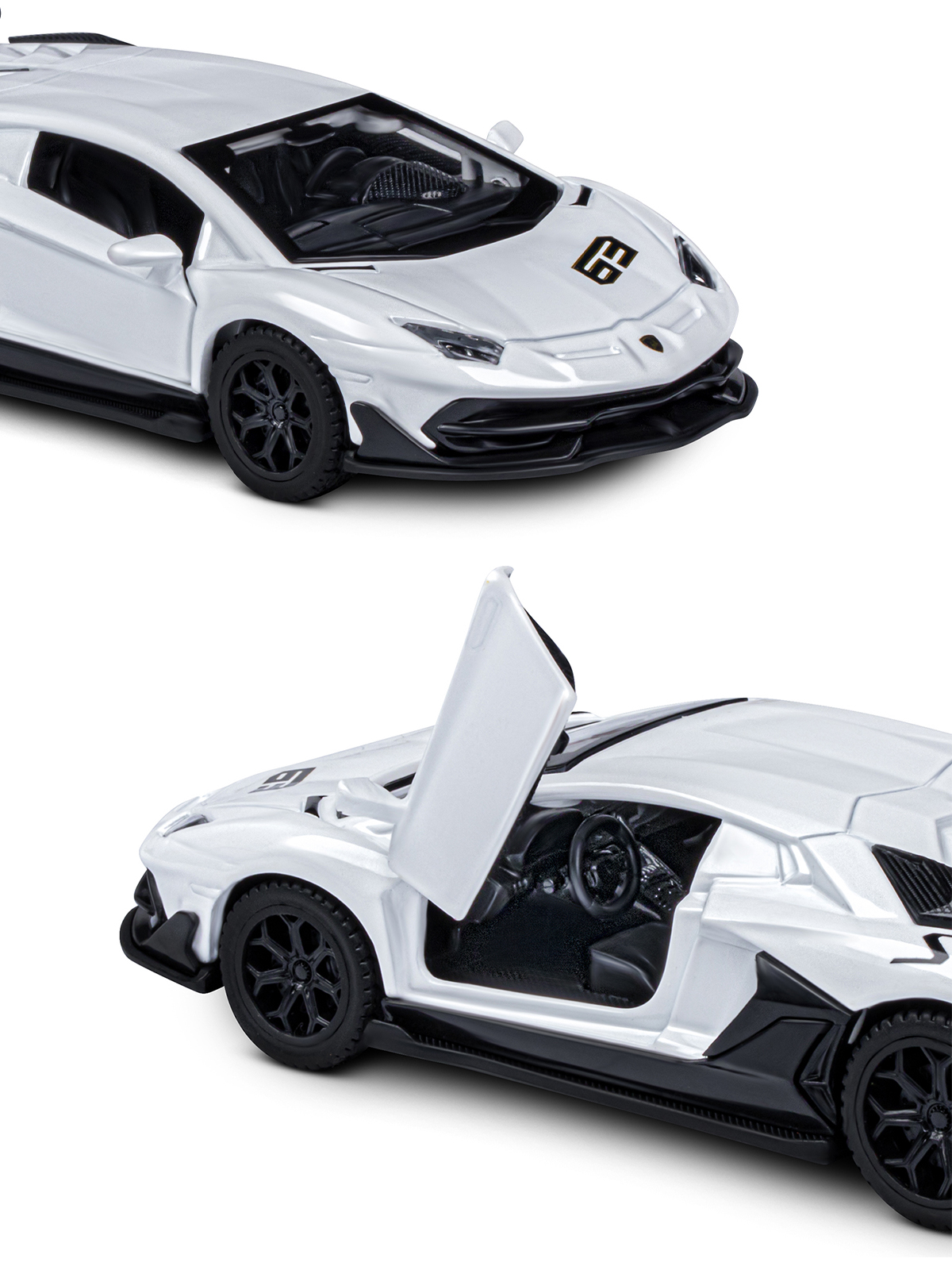 Автомобиль АВТОпанорама Lamborghini 1:43 инерционный белый JB1251558 - фото 7