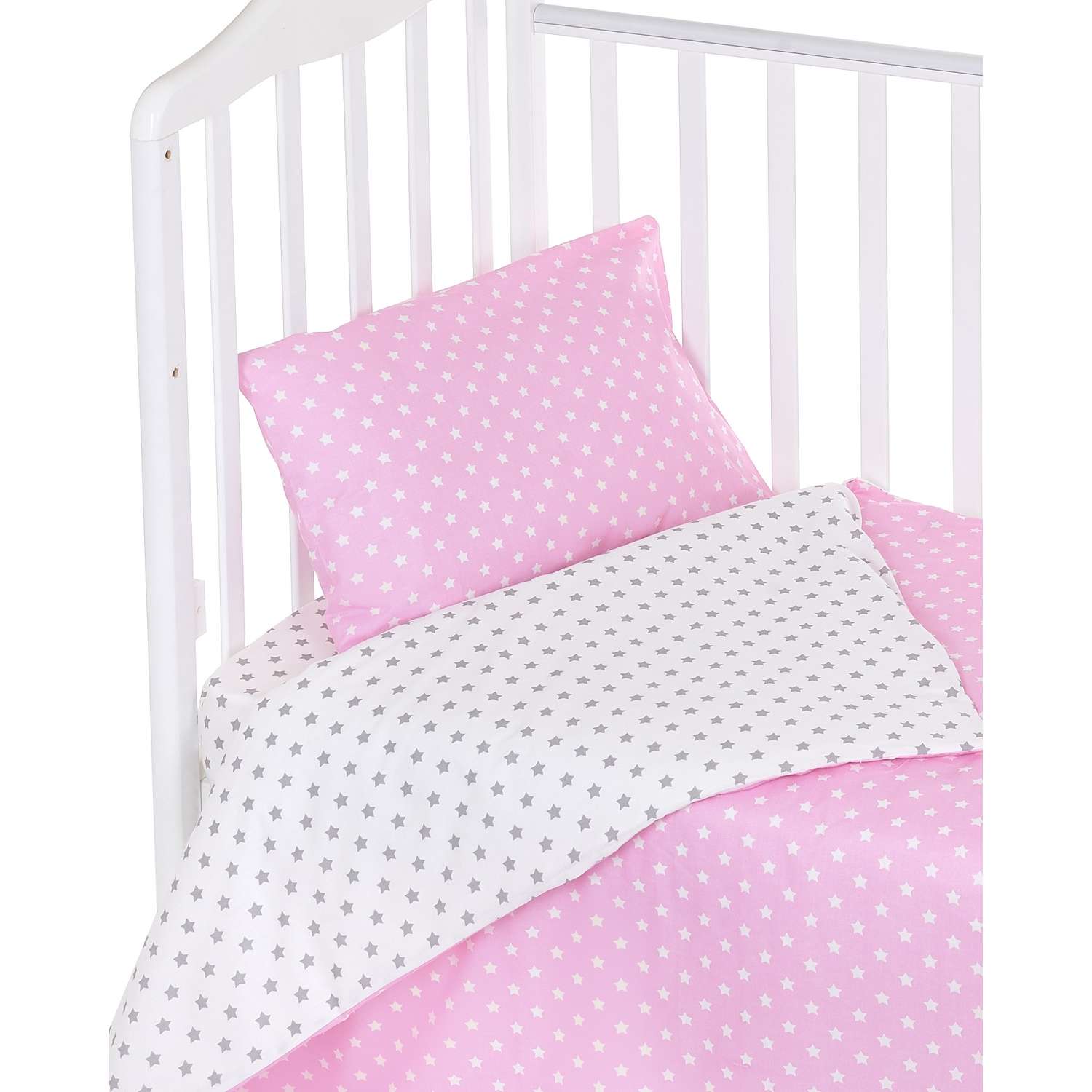 Комплект постельного белья Lemony kids Starfall Розовый/белый 3 предмета - фото 2
