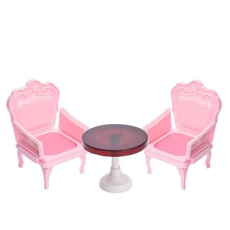Набор мебели Огонек кресла со столиком для куклы розовые